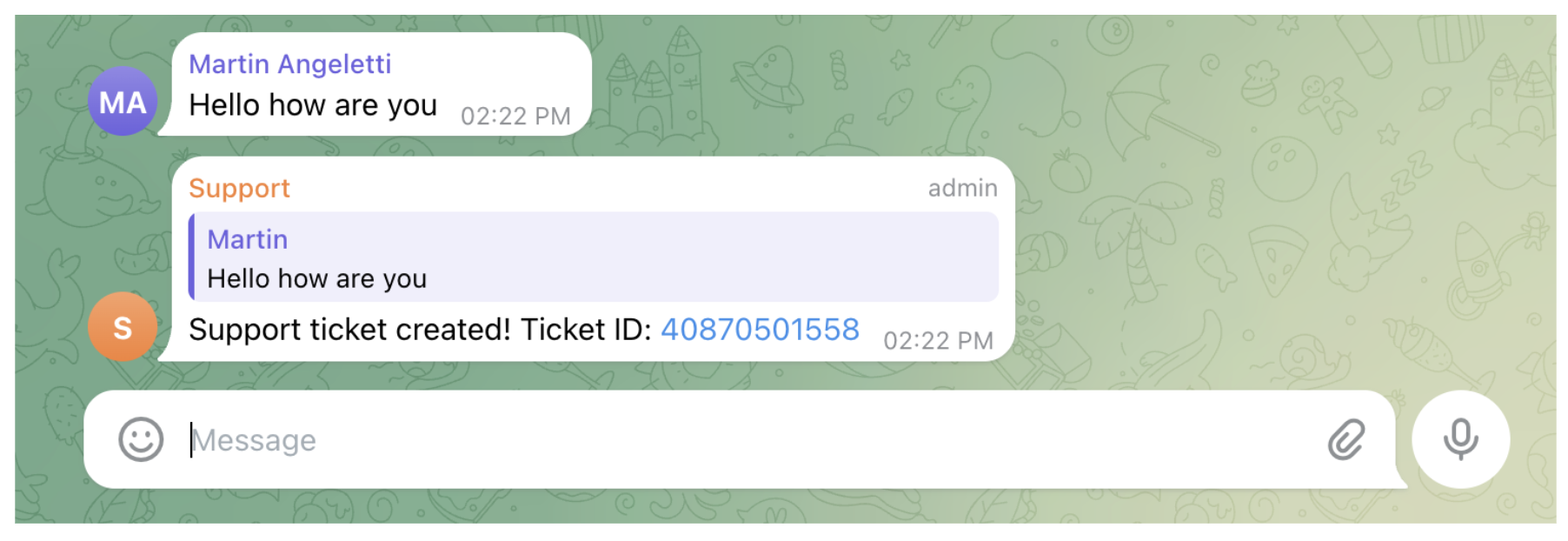 Telegram integration Andimol